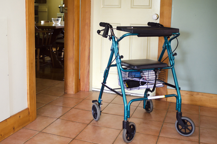 a walker in senior housing